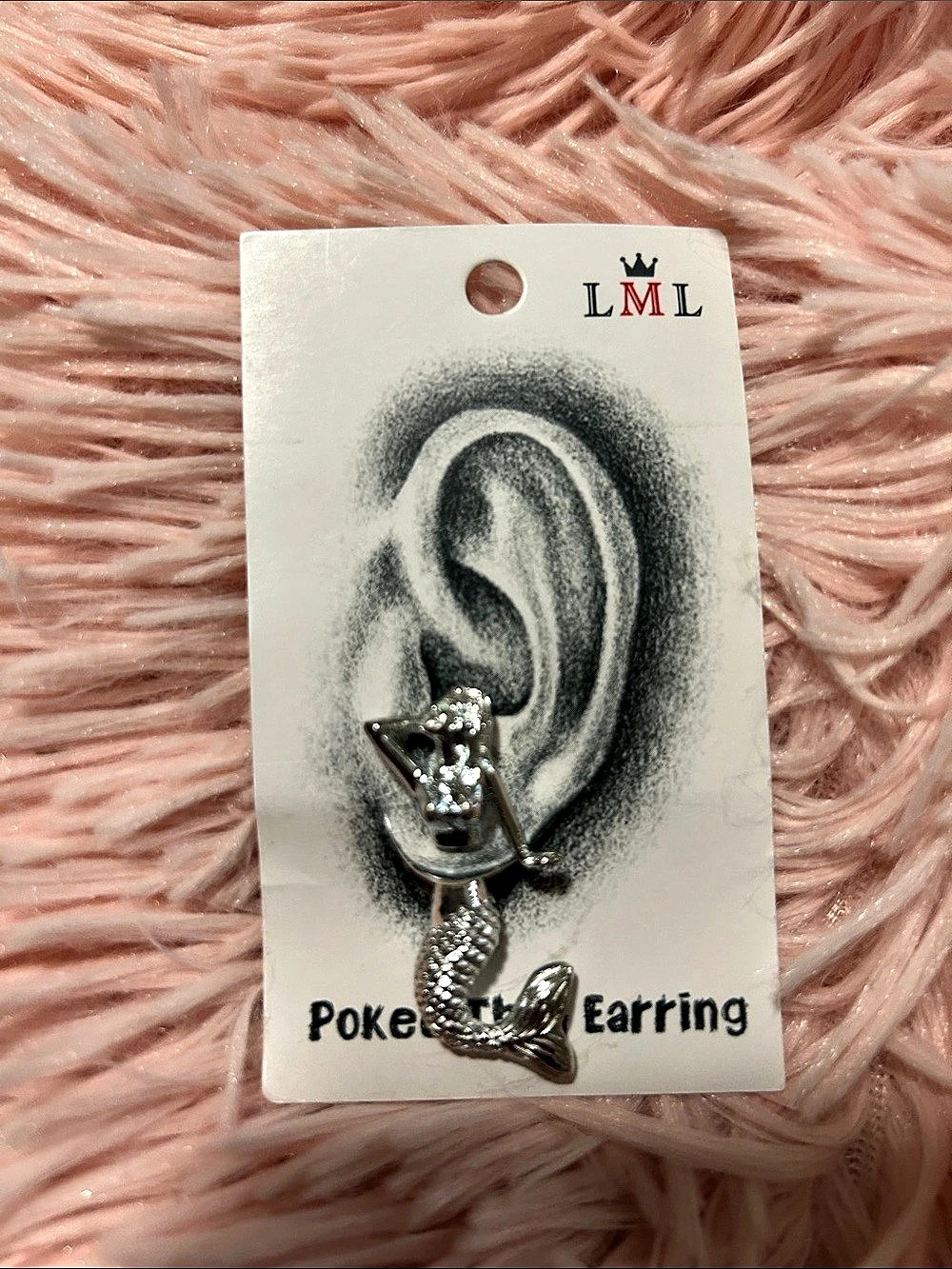 LML HandCraft Pokee Thru 3D Double-Sided Post Stud Earring - Mermaid Silver
